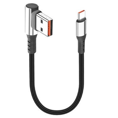 Short USB Type C Charging Cable USB A to C Cable 6A Fast Charging Cord 90 Deg...