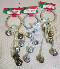 3 Christmas 5 Bell Silver & Gold 10.5 inch Door Hangers