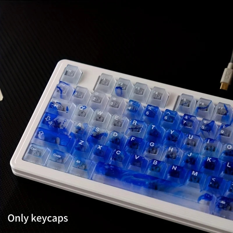 122 Key Wave-Shaped Keycaps Semi-Transparent ABS Cherry MX Mechanical Keyboard
