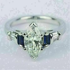 2.20Ct Lab Created Marquise Cut Diamond Halo Wedding Ring 14K White Gold Plated