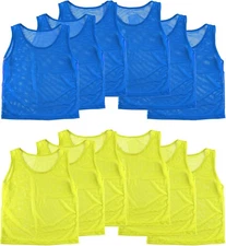 Super Z Outlet 12 Pinnies Scrimmage Vests Team Practice One Size, Blue/Yellow 