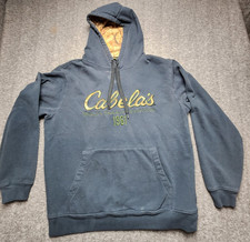 Cabela's Men's Large Black Graphic Camo Print Hoodie Some Discoloration Photos