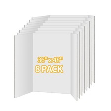 8 Pack Trifold Poster Board 36"x48" - White Foldable Corrugated Display Board...