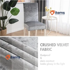 MIULEE Chair Covers Silver Grey Dining Chairs Set Velvet Modern Stretch