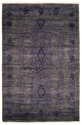 Traditional Dark Grey Hand-knotted Oriental Carpet 4'0'' x 6'2'' Wool Area Rug