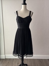 TAHARI Arthur S Levine Silk Black Midi Chiffon Dress Sz 6