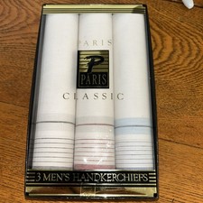 Paris Classic 3 Men  s Handkerchiefs NIB Ready To Use