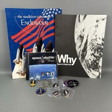 Vintage NASA Space Shuttle Memorabilia Lot CD-ROM photos Pins Keychain Ephemera