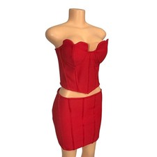 Fashion Nova My Sweetheart Skirt Red Bandage 2 Piece Set XL NWT