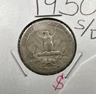 1950 S / D OMM Variety 25c Washington Silver Quarter Coin AG About Good