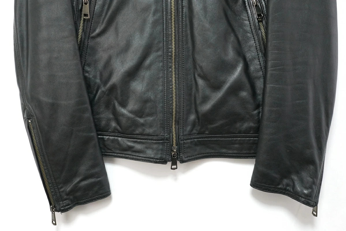 Burberry Black Label Leather Biker Jacket Men L No Fur Used | eBay