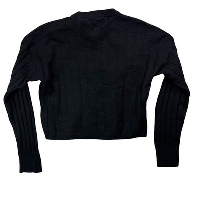 NAADAM Black 100% Cashmere Ribbed Knit Crew Neck Sweater XXS Slim Fit Cropped
