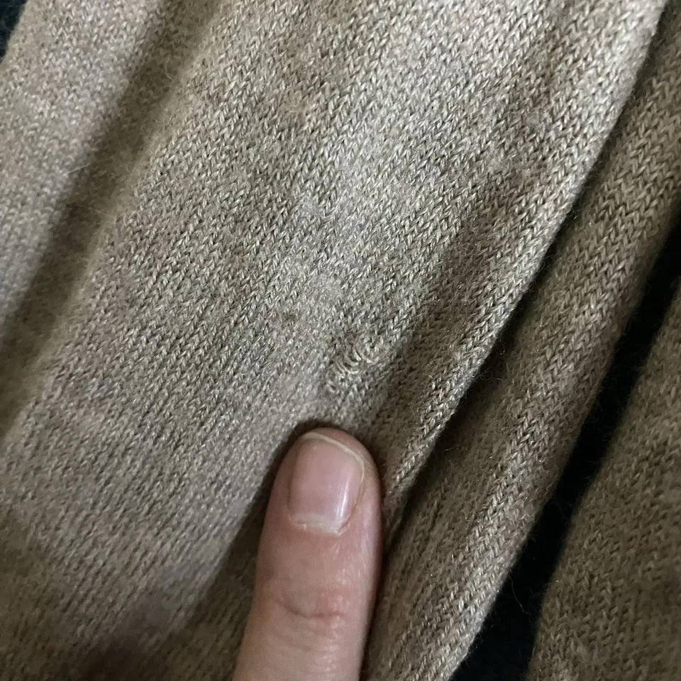 Banana Republic Softest Knit Tan Hoodie w Elbow Patches Merino Extra Fine Wool L — 第 2/4 张图片