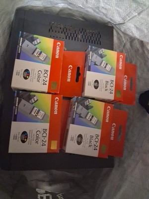 4 Genuine Canon BCI-24 Black & Color Ink Cartridges,  S200, S300   L@@K!!!!