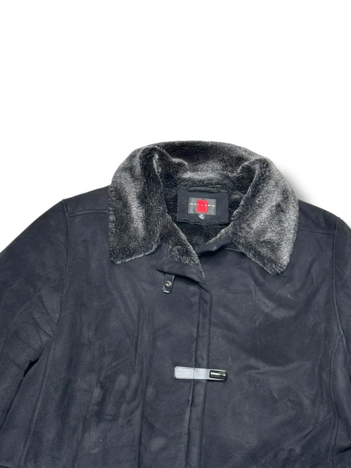 Gallery Mujer Abrigo Negro Imitación Piel de Oveja Talla 12 Imitación Gamuza Chaqueta de Invierno Foto 3 de 4