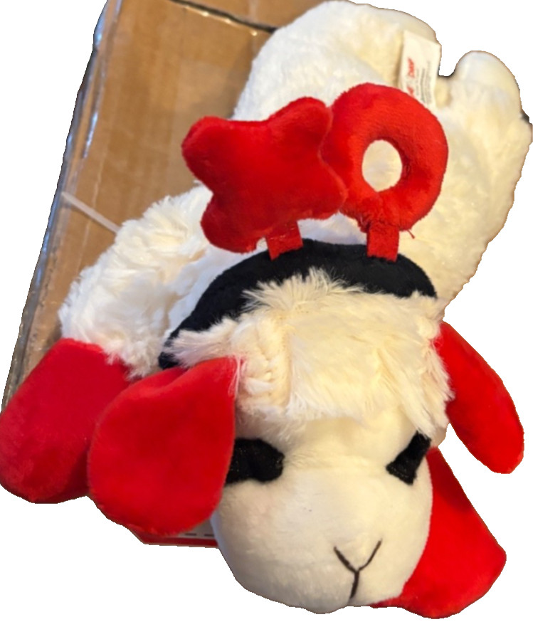 Multipet Lambchop St Valentine's Day X's & O's  10" Plush Lamb Chop Dog Toy