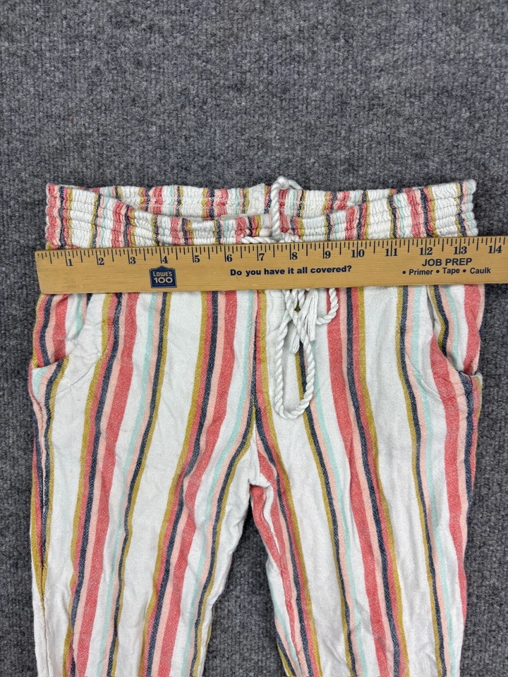 Calça feminina Ripcurl com cordão XS marfim listra coral bolsos jogger cônicos - Imagem 3 de 4