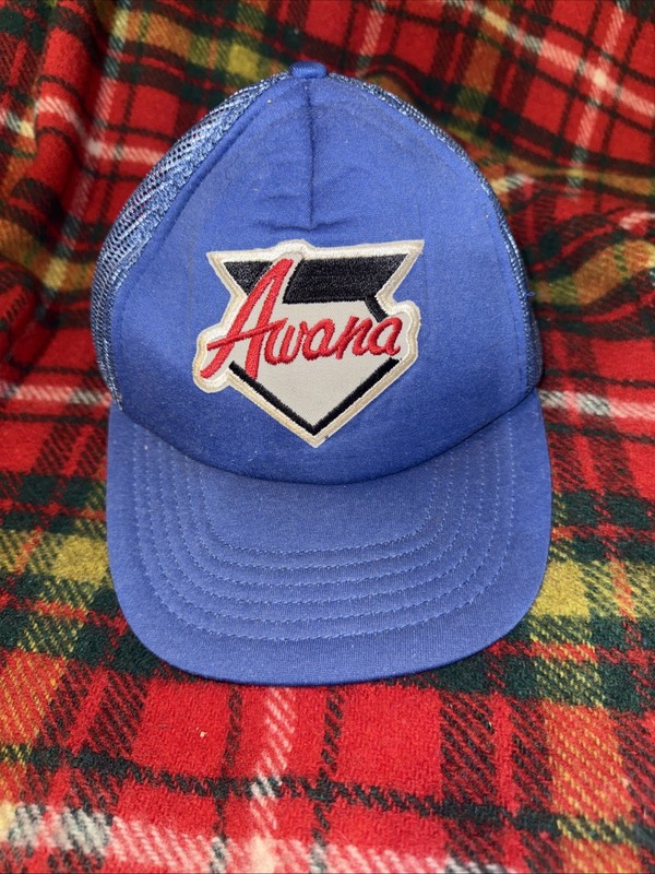 AMANA BLUE VTG TRUCKER MESH BASEBALL HAT CAP ADVERTISING (HOME67)