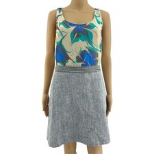 Rachel Rachel Roy Size 6 Cream Gray Floral Sleeveless Pocket A Line Mini Dress