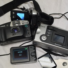 Used Camera Lot Canon Snappy Lx Rca Auto Shot GE w1200 Jazz Palm sized cam.