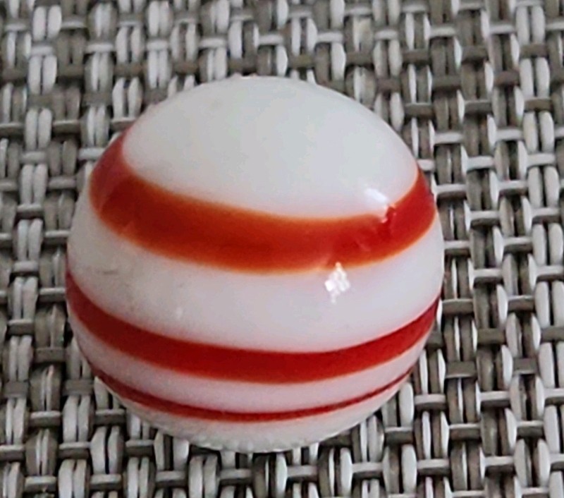 Vintage Akro Agate Shooter White Red Swirl Corkscrew Glass Marble