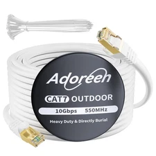Adoreen Cat 6E/7 Outdoor Ethernet Cable 300FT Waterproof Shielded POE LAN Cord