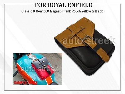 FÜR ROYAL ENFIELD CLASSIC & BEAR 650 MAGNET TANKBEUTEL GELB & SCHWARZ