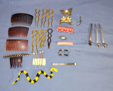 26 Vintage Barrettes Hair Clip Combs Accessories Floral Metal Celluloid Plastic
