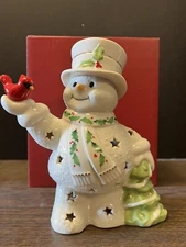 Happy Holly Days Snowman & Cardinal Lit Figurine 8" Item #894404 NEW