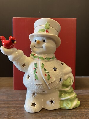 Happy Holly Days Snowman & Cardinal Lit Figurine 8'' Item #894404 NEW