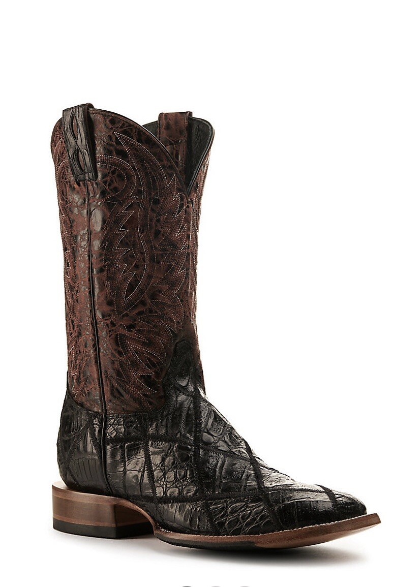 【NONCODE】Roaming Chain Enamel Western Boots Old Gringo Men's Black Caiman Size 9EE Patchwork & Wine Wide