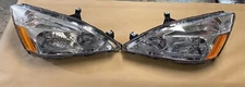 FOR 2003-2007 HONDA ACCORD CHROME HOUSING AMBER CORNER HEADLIGHT REPLACEMENT SET