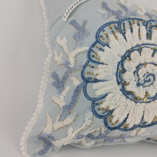 Coastal Collection Nautical Beach Beaded Embroidered Pillow 10x14 Starfish Shell - Picture 7 of 10