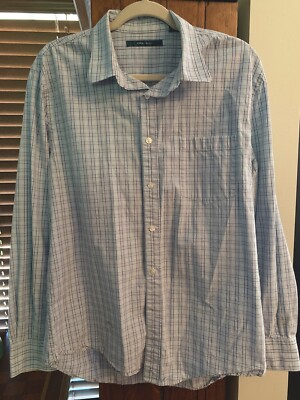 Perry Ellis Men s Large Button Down Shirt Blue Plaid