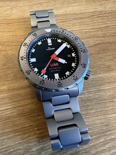 Sinn U50 Fully Tegimented 1050.030 Men's 41mm Watch Black Dial Diver - Full Kit!