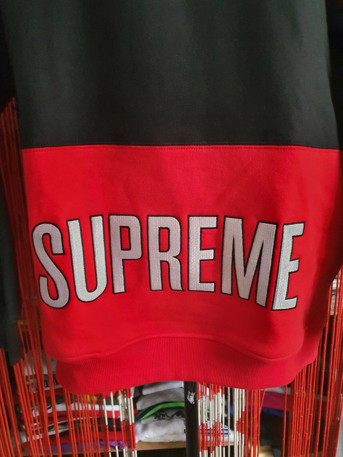 Felpa con cappuccio SS14 Supreme x Champion taglia L rossa felpa grande