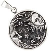 Sonne Mond Sterne AnhäNger Silber 925 Kosmos Universum Spiritueller Schmuck B482