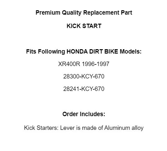 for Honda XR400R XR 400R XR400 R 1996-1997 Kick Start LEVER / 28300-KCY-670 - Imagen 2 de 2