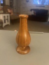 HAND TURNED NATURAL WOOD VASE - 4 3/4