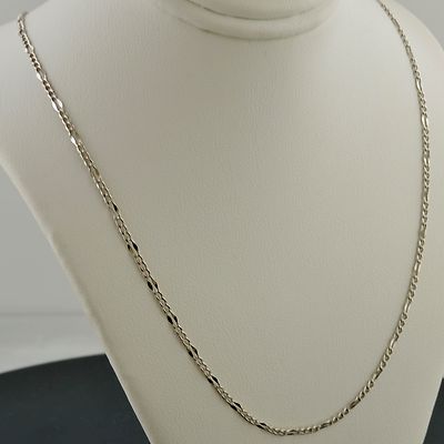 14K WEISSGOLD 2,1 MM BREITE AUSGEFALLENE FIGARO GLIEDERKETTE