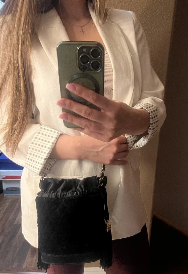 Bolso Cubo Vintage Carlisle Terciopelo/Satén, Bolso de Mano, Bandolera Hermoso Diseño Foto 4 de 4