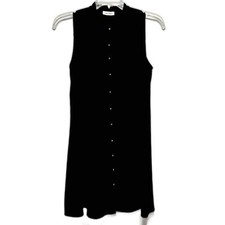 Calvin Klein Dress Womens size 12 Black Flowy Button Up Tank Sleeveless Career