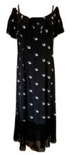 Alexander McQueen McQ Blue Swallow Print Maxi Dress Size UK 14 Tiered Hem New