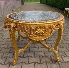 Table Italian Baroque Rococo Gold Leaf Floral Art Centerpiece Vintage Decor