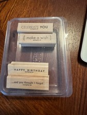 Stampin' Up A Little Birthday Cheer Wood Mount Set of 4