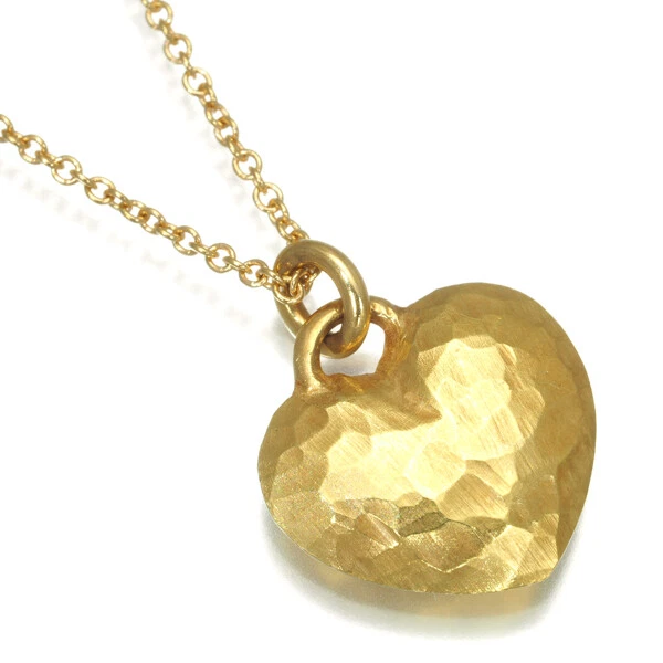 Hammered gold 2024 heart necklace
