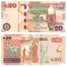 2020 new Zambia P59c 20 Kwacha Banknote UNC 