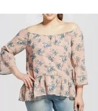 J by J.O.A Pink Floral Chiffon Tunic Plus Size 2XL NEW