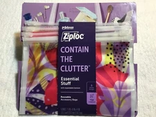 Ziploc Contain The Clutter Essential stuff 10 Pack Reusable Accessory Bags
