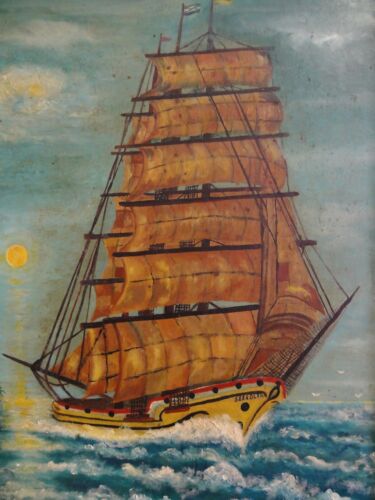 A or H ROPE (?) hard to read painting "SEA EAGLE" sailing ship by Count LUCKYNER - Picture 1 of 1